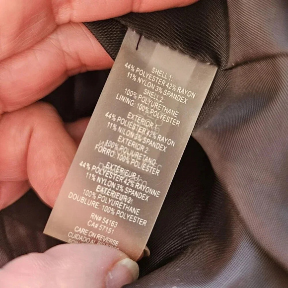 Calvin Klein White Black Printed Jacket Faux-Leather-Trim Long Duster Size 8 - Picture 13 of 13